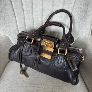 Chloe Paddington Dark Brown Leather Bag with Key and Lock
